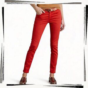 Red Slim Straight Leg Stevie Ankle Jeans (26) by Ag Adriano Goldschmied